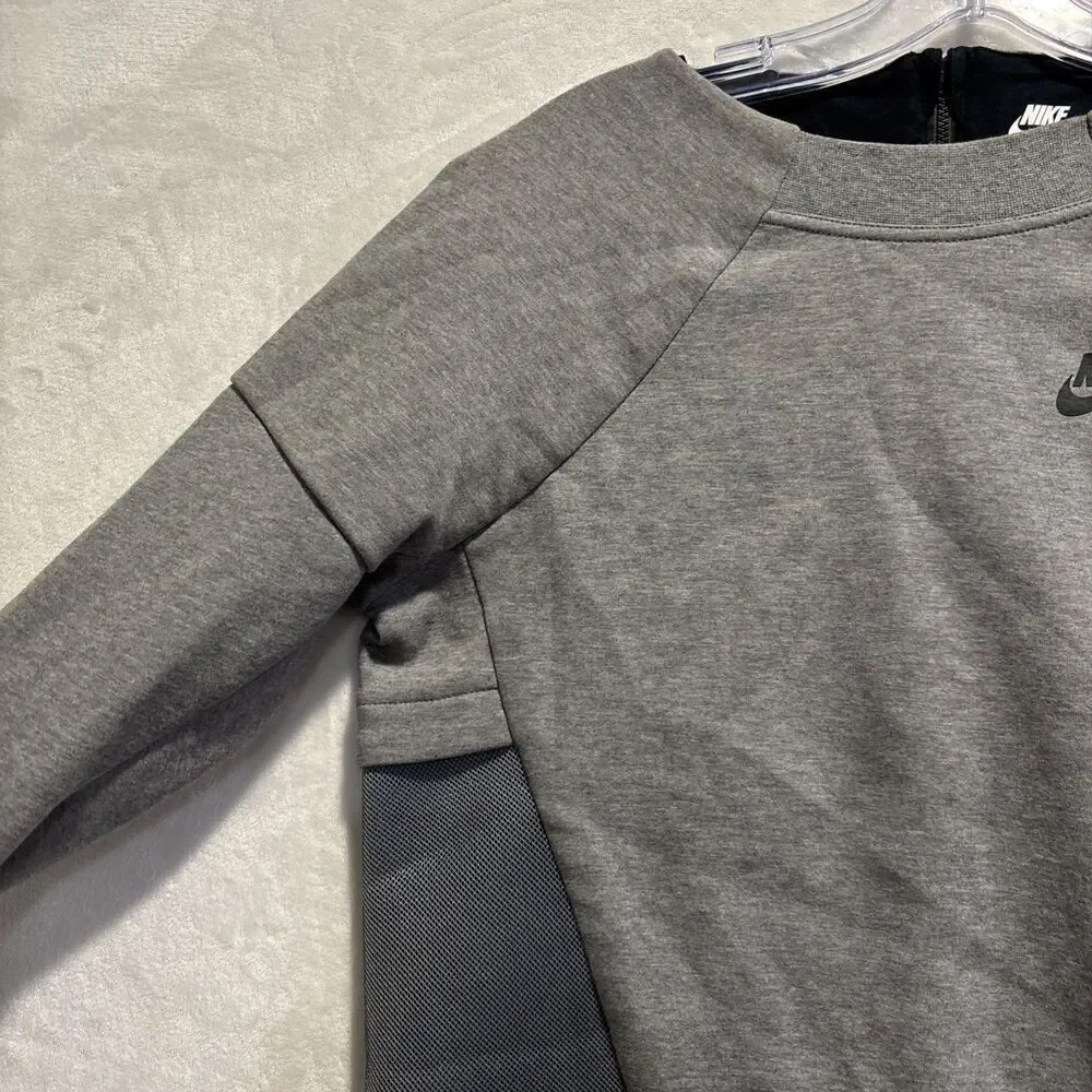 Nike Sportswear Tech Fleece Mesh Crew Zipper Thumbholes Gray Women's Size Small